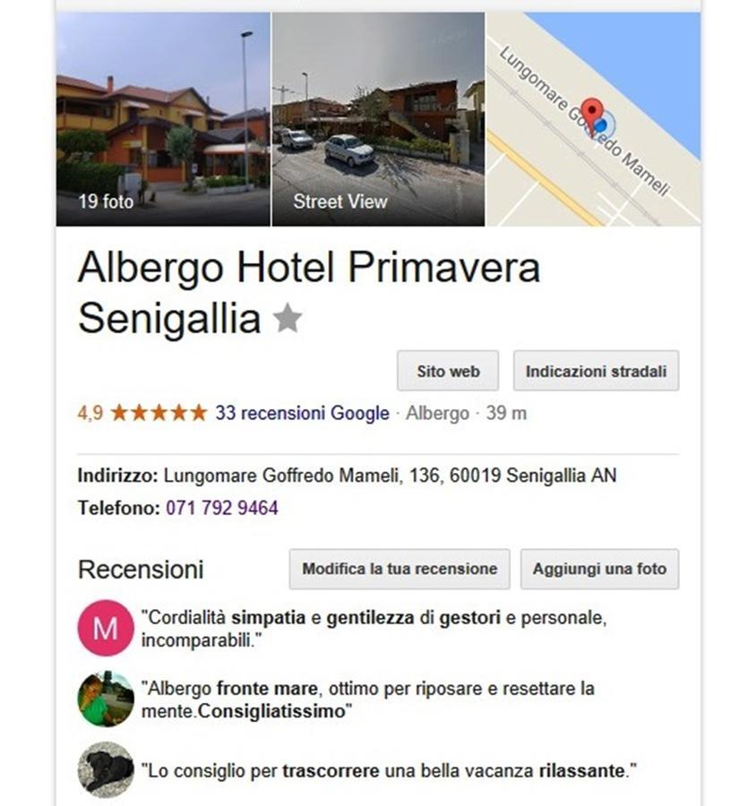 Albergo Primavera Senigallia Exteriör bild